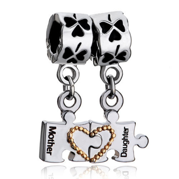 FREE S/H Pugster Mother Daughter Puzzle charm -Fits Pandora - Picture 3 of 3
